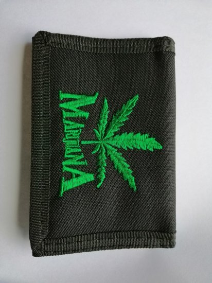 12X Black Nylon Wallets - Marijuana Design - Click Image to Close
