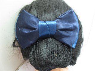 1Pc Blue Bowknot Hairclip with Hair Bun Net (image for) 1Pc Blue Bowknot Hairclip with Hair Bun Net