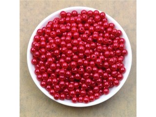 1000 Red Round Simulate Pearl Loose Beads 8mm