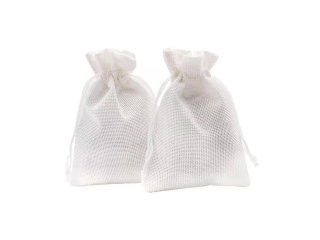 50 Plain White Hemp Drawstring Jewelry Gift Pouches 14x10cm