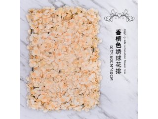 (image for) 1Pc Artificial Champagne Hydrangea Flower Backdrop Wall Panel