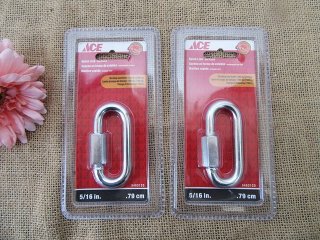 2Pcs Spring Snap Link Zinc Plated Carabiner Cable Clip Steel 5/1