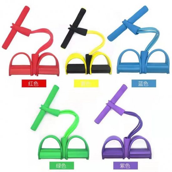 1Pc Yoga Foot Pedal Pull Exerciser Ropes Resistance Bands Mixed - Click Image to Close