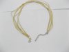 100 Beige Multi-string Waxen&Ribbon with Connecter for Necklace