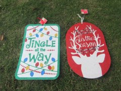 (image for) 16Pcs MDF Shiny Christmas Door Hanging Sign Assorted