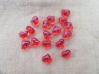 4Boxes x 30Pcs Plastic Red Heart Beads DIY Accessories Crafting
