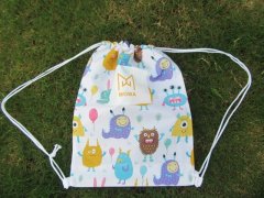 (image for) 6Pcs White Drawstring Backpack Shoulder Rucksack - Monster