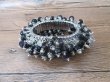 (image for) 6Pcs Metal Bangle Bracelet with Black Glass Beads