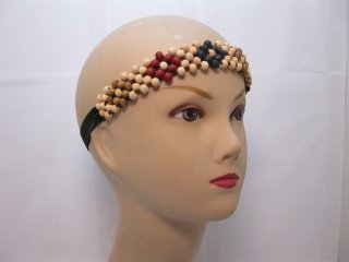 1x12Pcs New Elastic Wooden Beaded Headbands