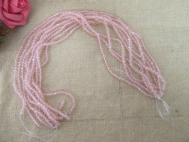 10Strand x 72Pcs Pink Rondelle Faceted Crystal Beads 8mm - Click Image to Close