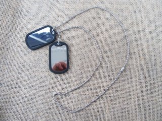 12Pcs Laser Personal Details Tag Pendant Metal Ball Chain Neckla