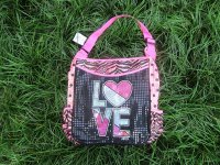 1Pc Girls Pink Love Design Adjustable Messenger Bag Cross Body
