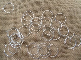 400 Silver Plated Wine Glass Rings Charm Hoop Findings 25mm
