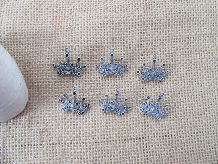 100Pcs New Crown Beads Charms Pendants Jewellery Findings - Click Image to Close