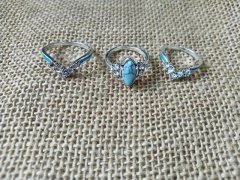 6Pcs Fashion Turquoise Ring Jewellery Finding