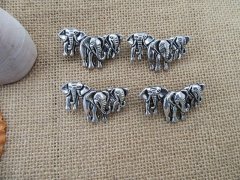 (image for) 30Pcs New Triple Elephant Beads Charms Pendants Jewellery