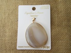 2Pcs Natural Agate Gemstone Charm Pendants with Golden Edge 2Pcs Natural Agate Gemstone Charm Pendants with Golden Edge