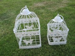 1Set 2in1 White Square Hanging Bird Cage Card Holder - Butterfly 1Set 2in1 White Square Hanging Bird Cage Card Holder - Butterfly