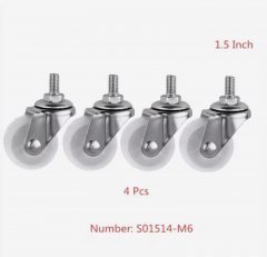 4 New White Castor Wheels 1.5" for Sheliving or Trolley 4 New White Castor Wheels 1.5" for Sheliving or Trolley