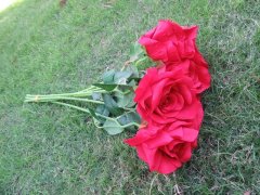 6Pcs Red Rose Artificial Flower Wedding Bouquet Party Home Decor