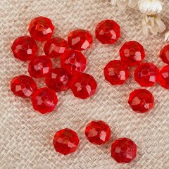500g (2600Pcs) Rondelle Faceted Arylic Loose Bead 8mm Red