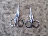 12Pcs Folding Metal Scissors Pocket Cutter Crafts Emergency W/Ba