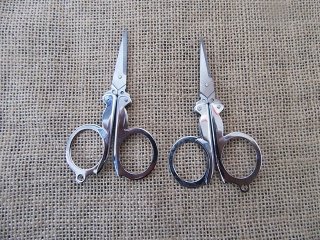 12Pcs Folding Metal Scissors Pocket Cutter Crafts Emergency W/Ba