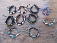 14Pcs Knitted Drawstring Bracelets with Sea Shell Beads