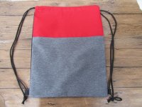 10Pcs Red&Gray Fabric Drawstring Backpack Sports Gym Bag