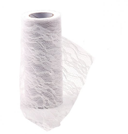 2Roll X 10Yds White Lace Tulle Roll Spool DIY Wedding - Click Image to Close