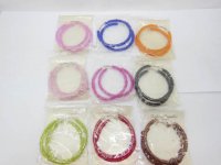 12Pairs Glass Beaded Hoop Lock Earrings 75mm Dia Mixed Color