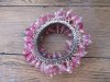 6Pcs Metal Bangle Bracelet with Pink Glass Beads