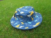 1Pc Good Quality Kids Bucket Sun Hat Travel Shark Blue Design