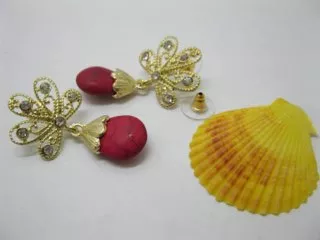 12Pairs Flower Ear Studs w/Rhinestone Mixed