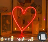 1Pc Romantic Freestanding Red Heart Neon Sign Led Night Light