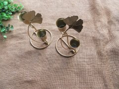 1Pc Gold Leaf Candle Holder Candlestick Room Party Decor 1Pc Gold Leaf Candle Holder Candlestick Room Party Decor