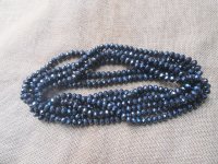 6Strand x 68Pcs Black Faceted Glass Beads 10mm