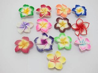 20 New Fimo Bead Frangipani Jewellery Finding 3.2cm Mixed