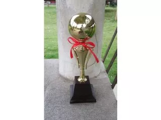 1Pc Golden Plated Trophy Cup Novelty Achievement Award 34cm High