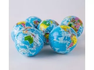 12 Novelty Anti-Stress PU Foam Globe Squeeze Reliever Ball 60mm