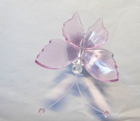 4Pcs Hand Cut Lead Pink Crystal Butterfly Figurines