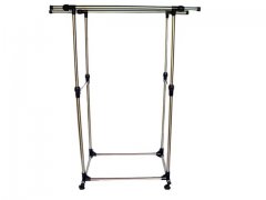 1X New Portable Mobile Double Rail Clothes Rack Hanger 1X New Portable Mobile Double Rail Clothes Rack Hanger