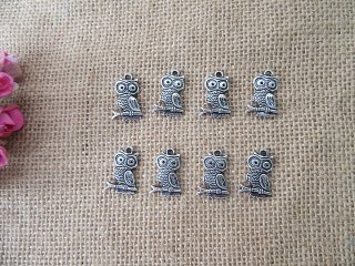 100Pcs New Vivid Owl Beads Charms Pendants Jewellery Findings