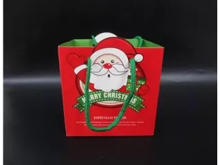 10Pcs HQ Red Xmas Paper Gift Bag Shopping Bag 12x14x12cm