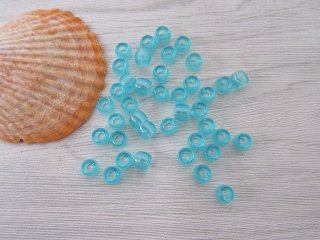 1200 Transparent Clear Blue Barrel Pony Beads 6x8mm