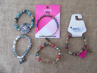 12Pcs Elastic Glass Beaded Bracelet 7cm Dia.Assorted (image for) 12Pcs Elastic Glass Beaded Bracelet 7cm Dia.Assorted
