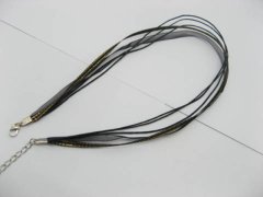 (image for) 100 Black Multi-string Waxen&Ribbon with Connecter for Necklace