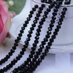 10Strand x 90Pcs Black Faceted Crystal Beads 6mm
