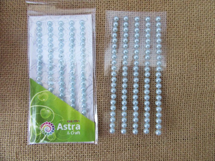 10sheets x 5Strings Adhensive Flat Round Plastic Beads Craft - Click Image to Close