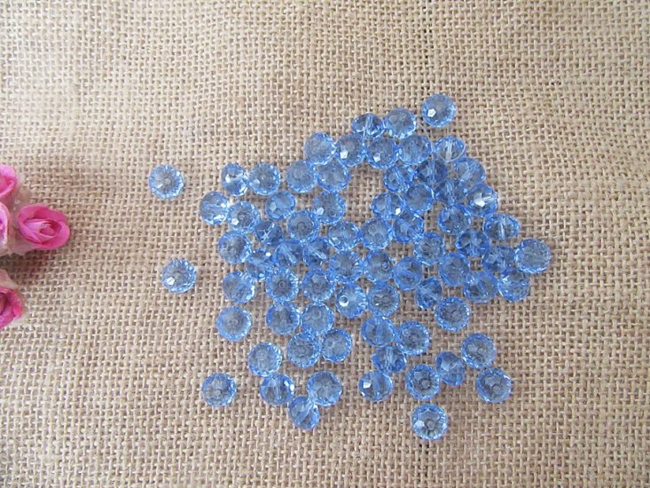 450g (400Pcs) Blue Rondelle Faceted Crystal Beads 10mm - Click Image to Close